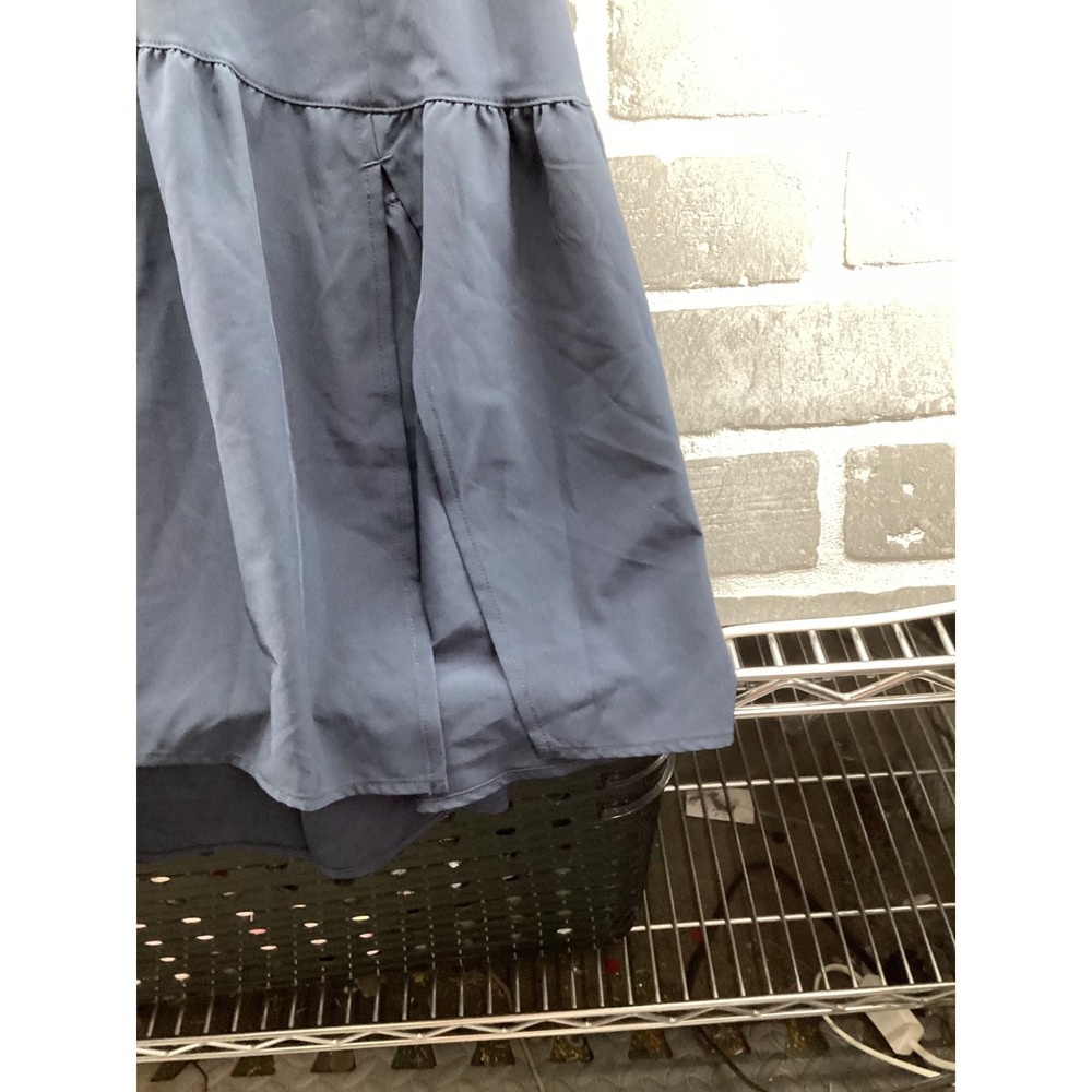 Zella Womens Navy Blue Sleeveless Drawstring Waist Tiered Midi Dress Size M - Picture 4 of 6